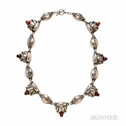 .830 Silver and Amber Necklace, Georg Jensen